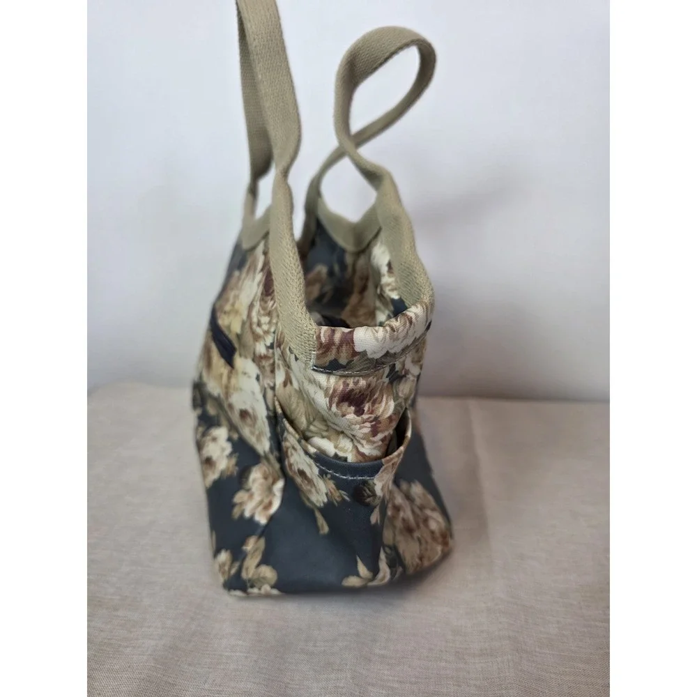 Bossace Shoulder Bag Floral Blue And Tan Medium Korean Design